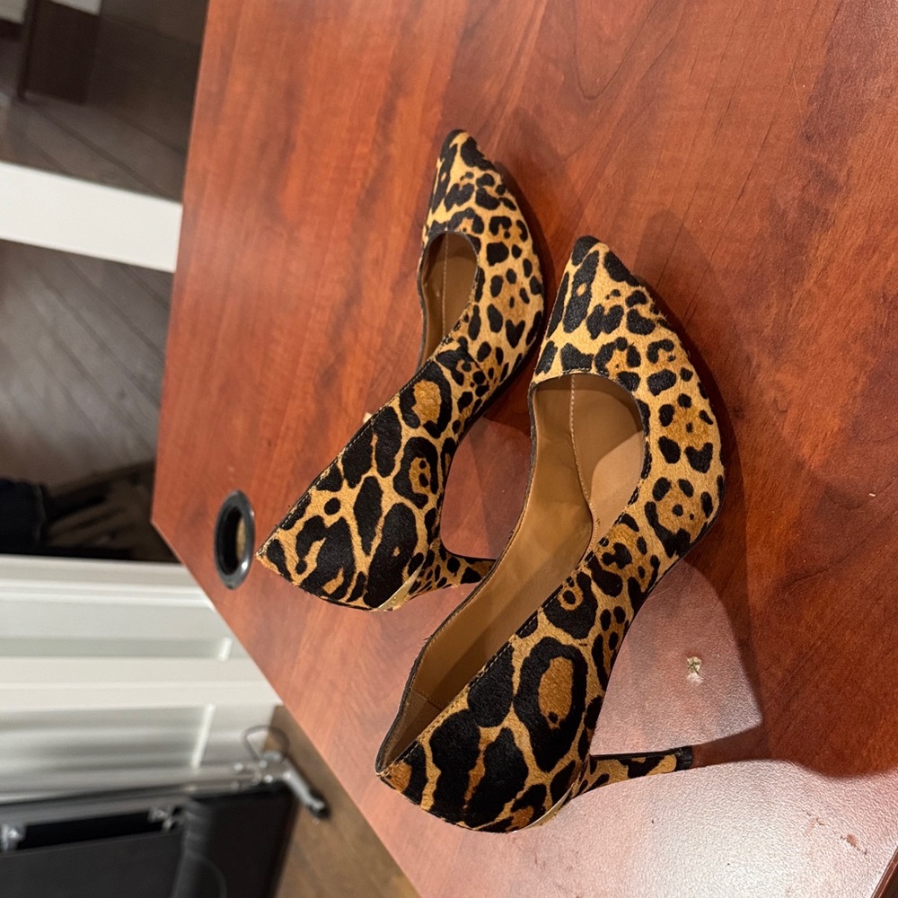 Calvin Klein Leopard-Print Pointed Pumps - Tan & Black - Picture 4 of 5